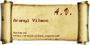 Aranyi Vilmos névjegykártya